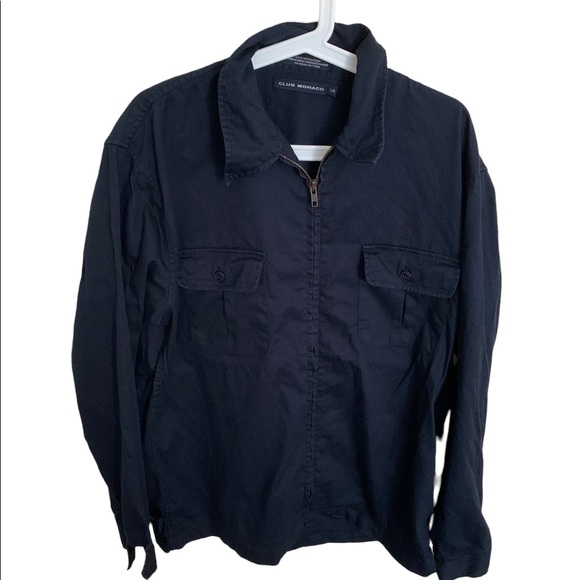 Mens Navy Blue Club Monaco Cotton Zip Up - Picture 1 of 2